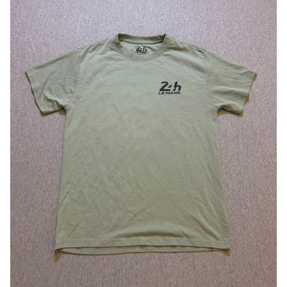 24h Le Mans Road Trip Graphic T-Shirt Sage Green Race Car Small